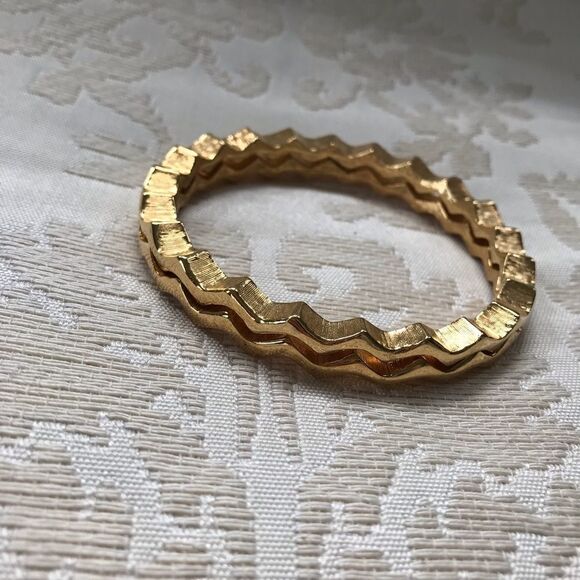 Gold Plated Wave Bangle Bracelets - Picture 1 of 7